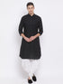 Vastramay Men's Black Cotton Linen Blend Kurta